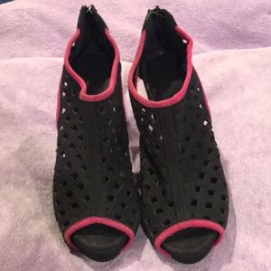 Pink and black heels